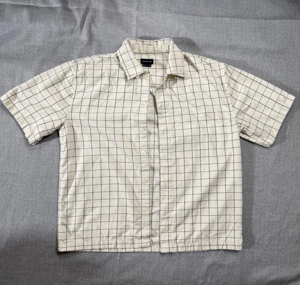 Standard Cloth Windowpane Check Shirt Mens S Short Sleeve Button Up Urban